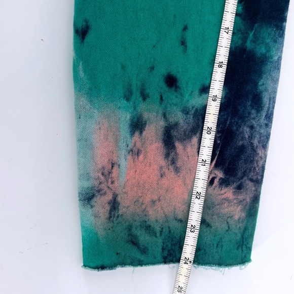 Demolition Tie Dye Denim Jacket Medium Distressed Raw Hem Multicolor Streetwear - Picture 7 of 8